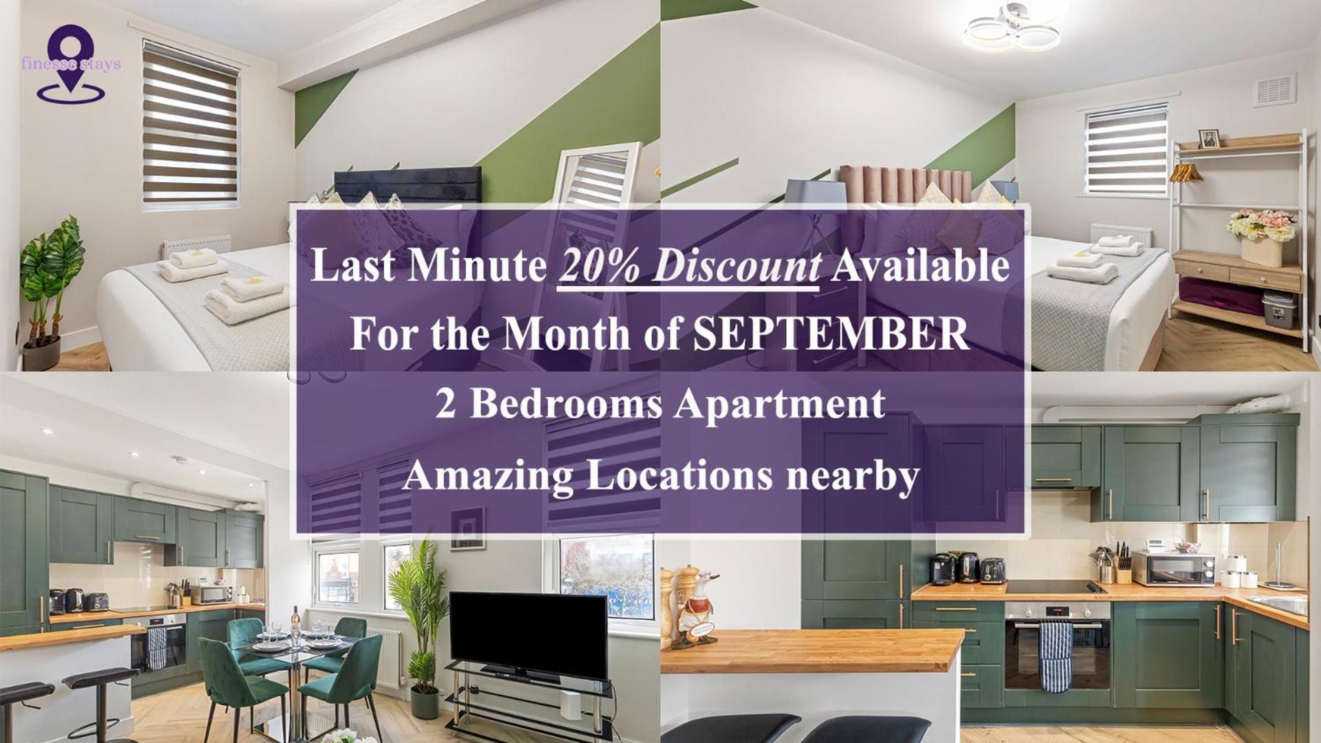 Last-minute Escapes ! Limited Time L Exclusive On 2 Bedroom, High Spec Luxury Flat By Finesse Short Lets & Serviced With Free Wifi * London